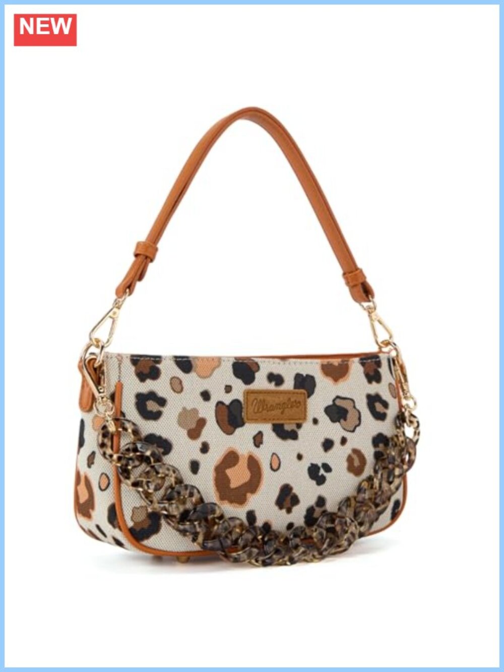 Cheetah Print Clutch Purse Hobo Handbag with Acrylic Strap